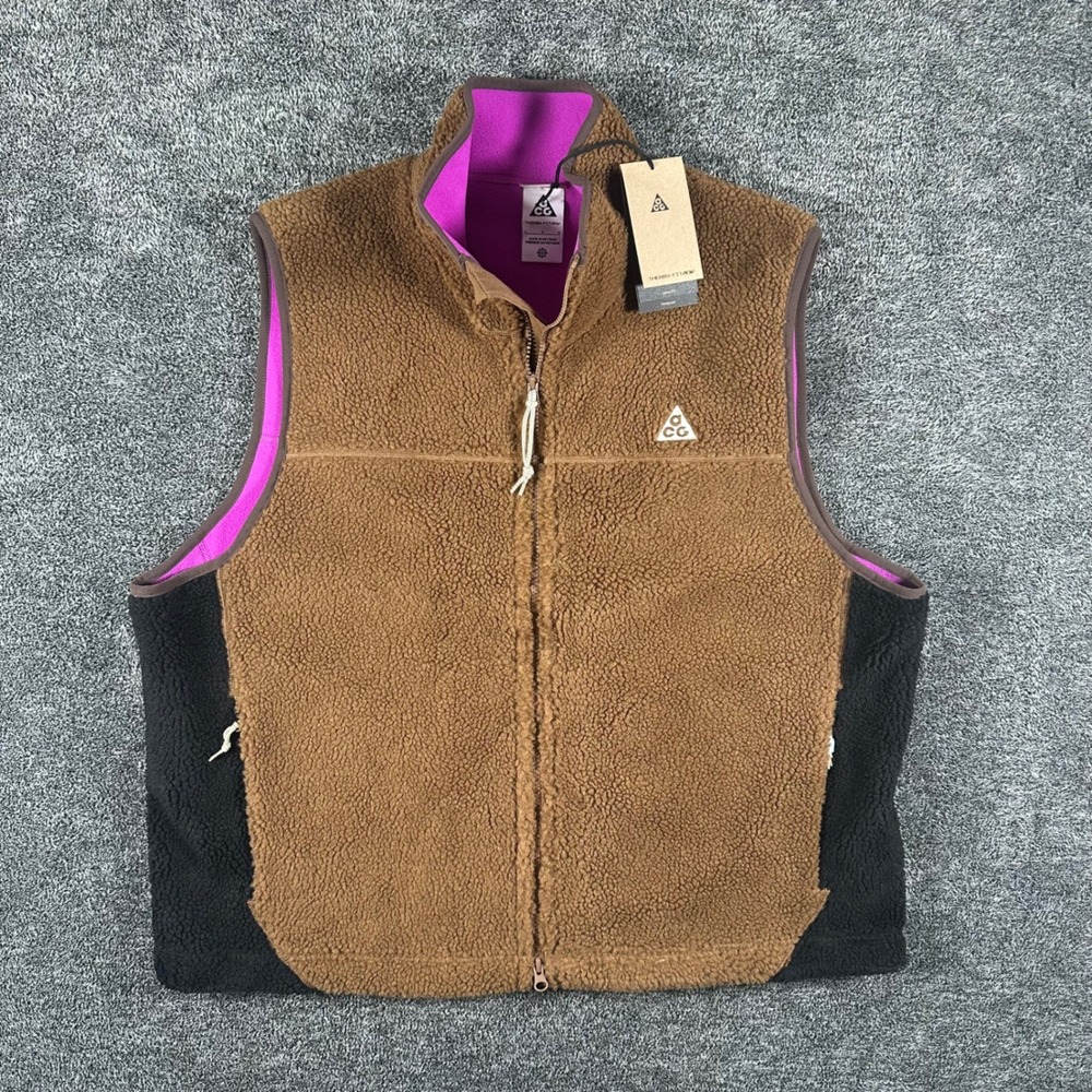 Nike ACG Vest Mens L Therma-FIT ADV Canwell Glacier Brown HV1111-235 NEW Sherpa